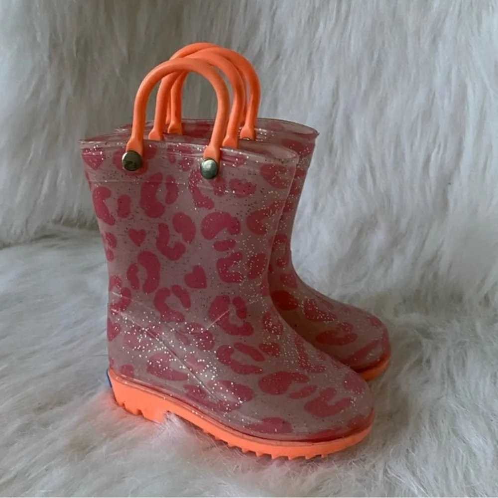 Zoogs Boots Girls‎ Size 5 Rain Slip On Orange-Pink